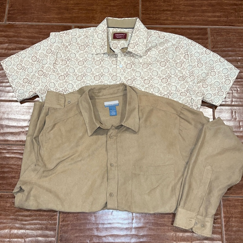 Men's Beige and Cream Button-Up Shirts